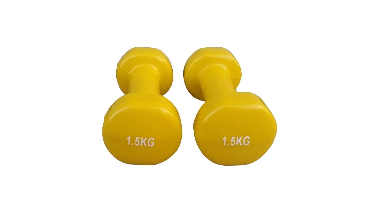 Set 1.5kg bučice, tegovi za noge 1.5kg i pilates lopta 65cm