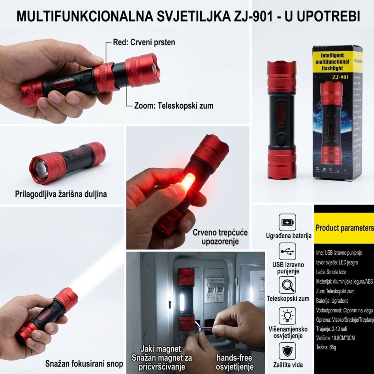 Baterija lampa USB 
