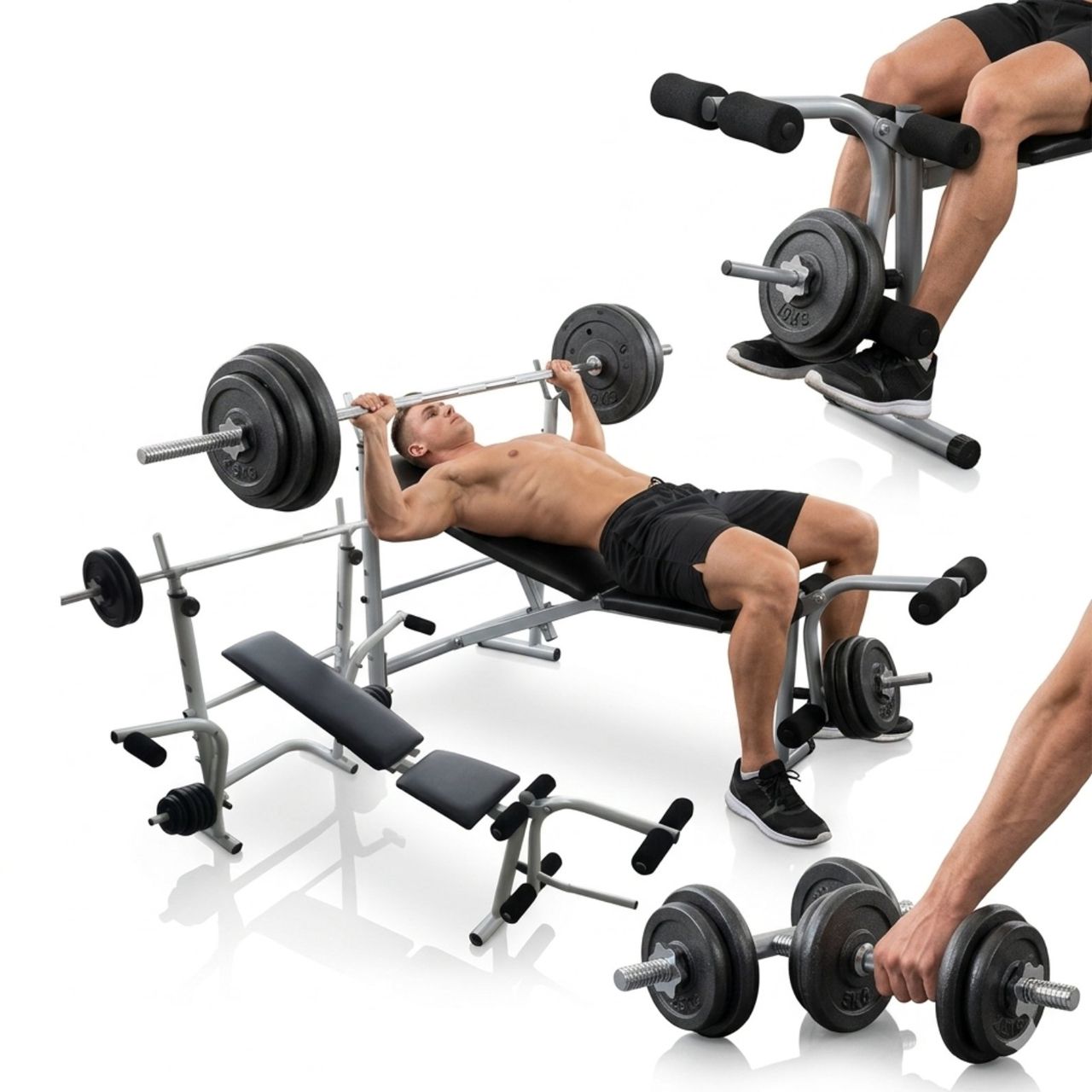 Kućni set bench klupa, šipke i 60kg tegova